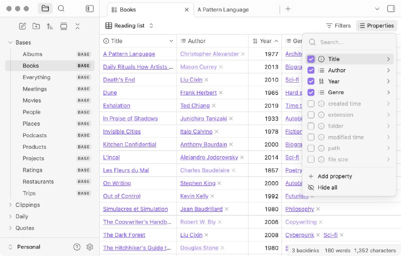 Obsidian 新出的 base，其实就是 data view，我说的没错吧？via happy xiao