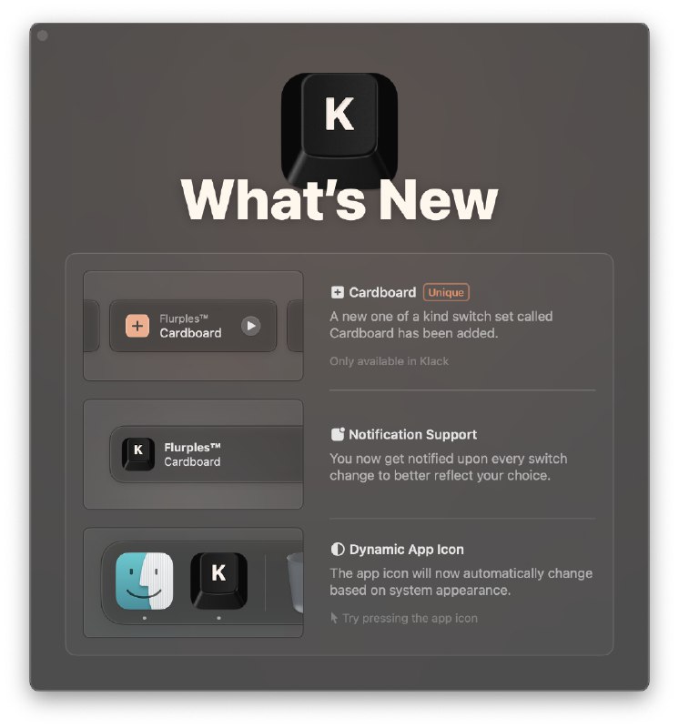 Klack 更新了一个叫做 Cardboard 的声音，超爱😊via 🥤 happy xiao