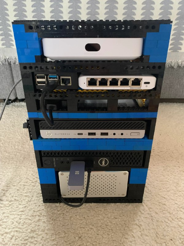 与其买一些看不见摸不着的小鸡，我打算再买一个 nuc，在家里搭一个小型的 minilab，用家里一大堆乐高积木搭个框架，像这样via happy xiao