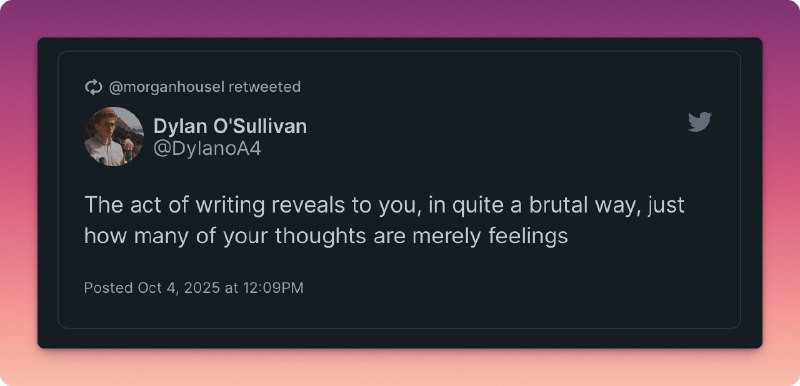 写作这件事，会以一种相当残酷的方式让你发现----你以为的许多