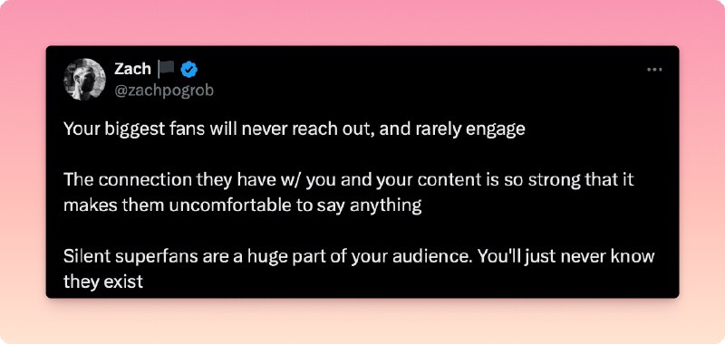 同意，有许多人支持我却鲜有人与我互动“你的超级粉丝永远不会主动联系，也很少互动