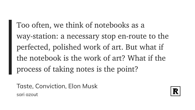 我们常常把笔记本当作一个中途驿站：通往那件打磨完善、精致成形的艺术作品途中不可或缺的一站