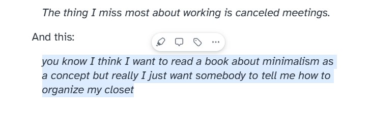 “我觉得我想读一本关于极简主义作为一种概念的书，但其实我只是想有人告诉我怎么整理我的衣柜