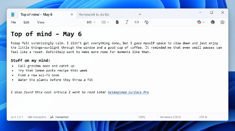 win11的记事本将支持 markdown，太好了，我已经每天都在用了via happy xiao