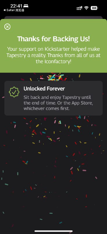 第一次在 Kickstarter 上 back 的项目上架了！是我非常喜欢的 iconfactory 出品的 Tapestry，一个整合 blog，mastodon，YouTube 频道等信息的阅读工具，马上来研究一下！via happy xiao第一次在 Kickstarter 上 back 的项目上架了！是我非常喜欢的 iconfactory 出品的 Tapestry，一个整合 blog，mastodon，YouTube 频道等信息的阅读工具，马上来研究一下！via happy xiao